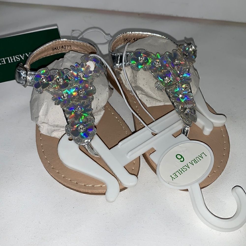 NWT Laura Ashley kids Holographic Sandals